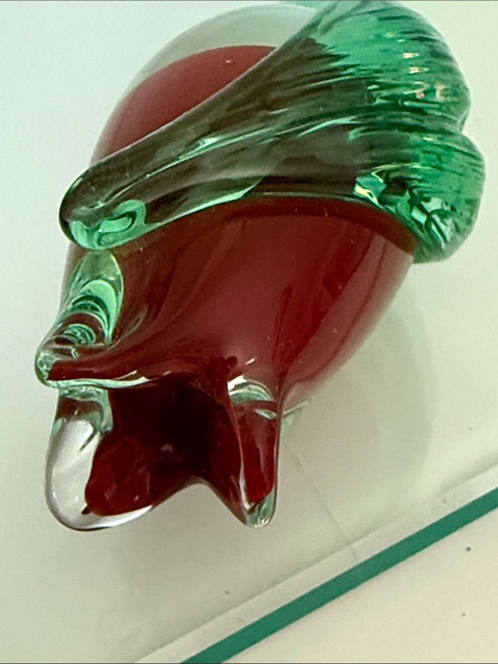 Art Glass Red & Green long 14” Czech Repablic